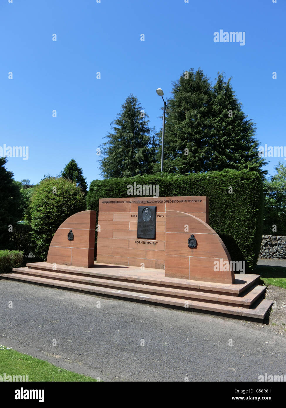 Sir alta Dowding Memorial, stazione Park, Moffat, Dumfries and Galloway, Scotland, Regno Unito Foto Stock