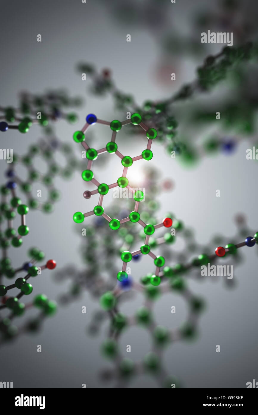 LSD (acido lisergico dietilammide) molecole, noto anche come acido, è un farmaco psichedelico noto per i suoi effetti psicologici Foto Stock