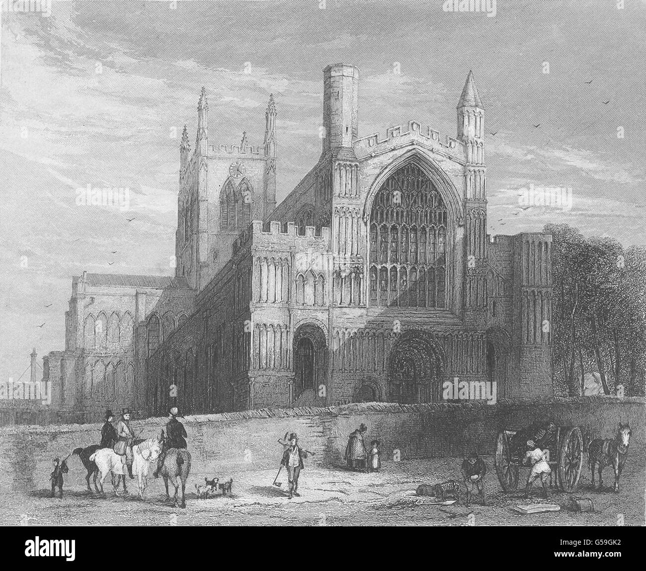 KENT: Rochester Cathedral, Nord vista occidentale. (Chiocciole di mare), antica stampa 1860 Foto Stock