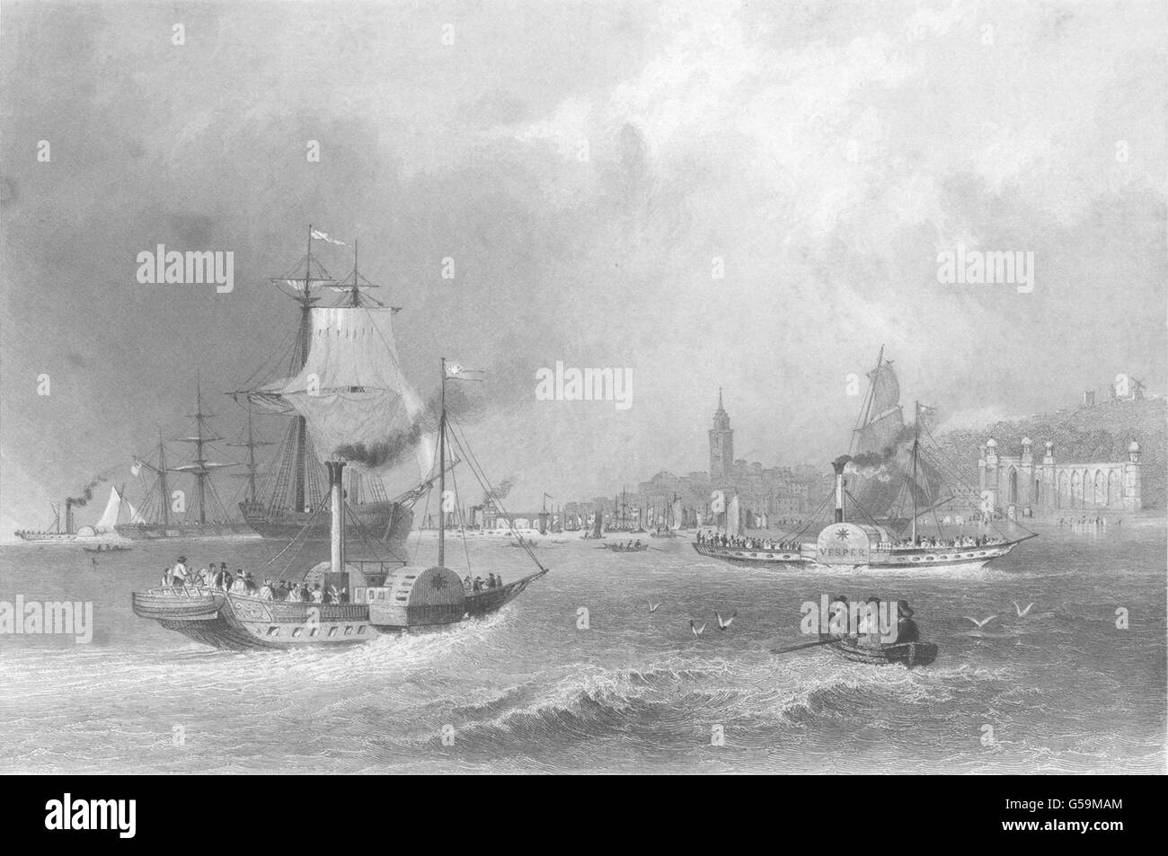 KENT: Gravesend. (Bartlett/Finden), antica stampa 1842 Foto Stock