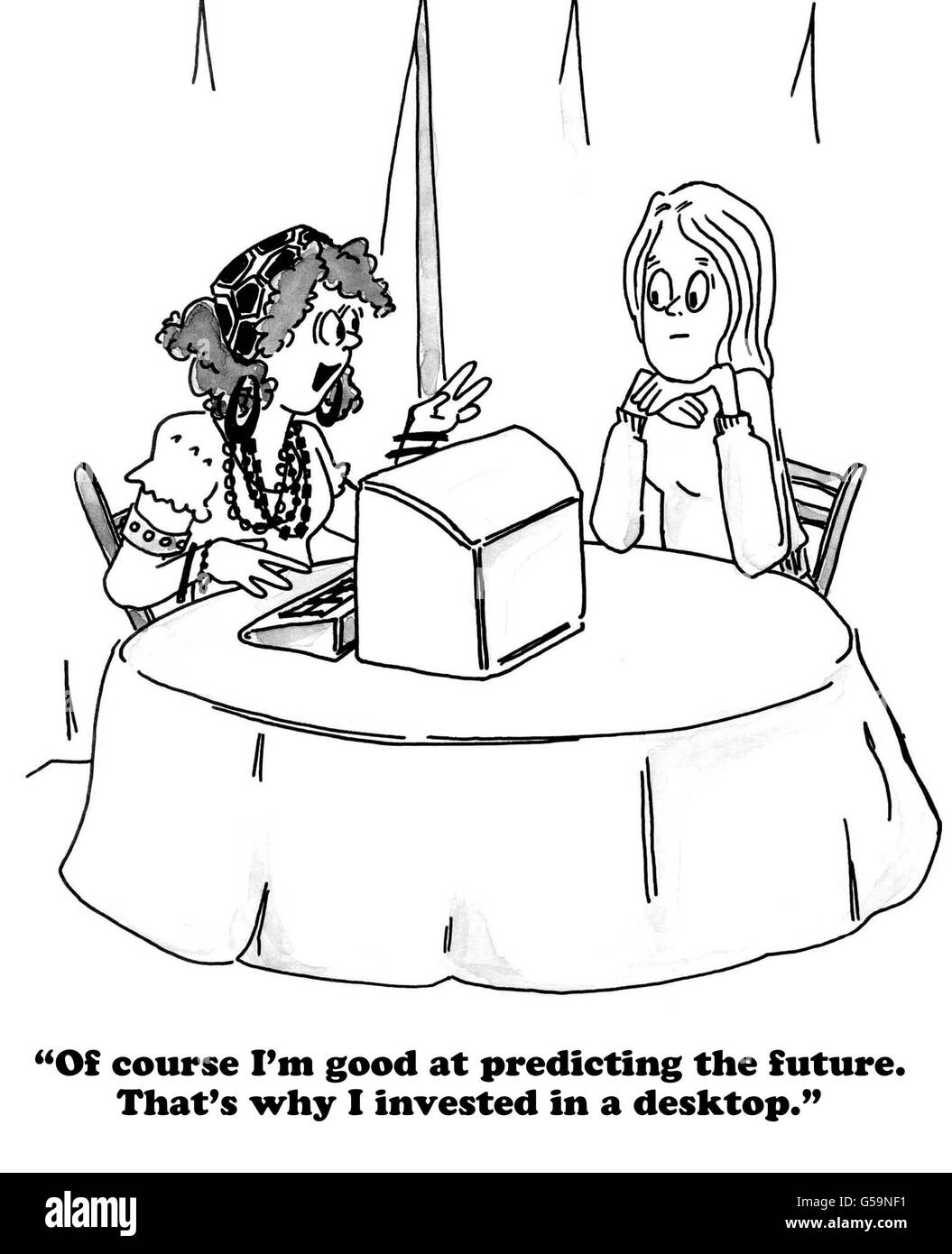 Cartoon circa un indovino che è in grado di predire il futuro. Foto Stock