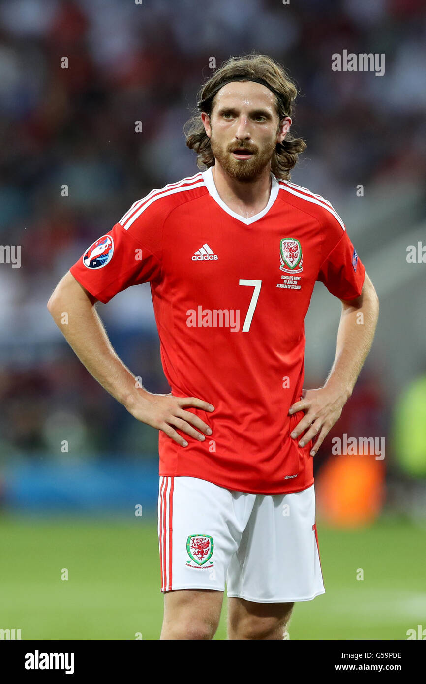 Joe Allen del Galles durante la partita UEFA Euro 2016, Gruppo B allo Stadio Municipale di Tolosa. PREMERE ASSOCIAZIONE foto. Data immagine: Lunedì 20 giugno 2016. Vedi PA storia CALCIO Galles. Il credito fotografico dovrebbe essere: Martin Rickett/PA Wire. Foto Stock