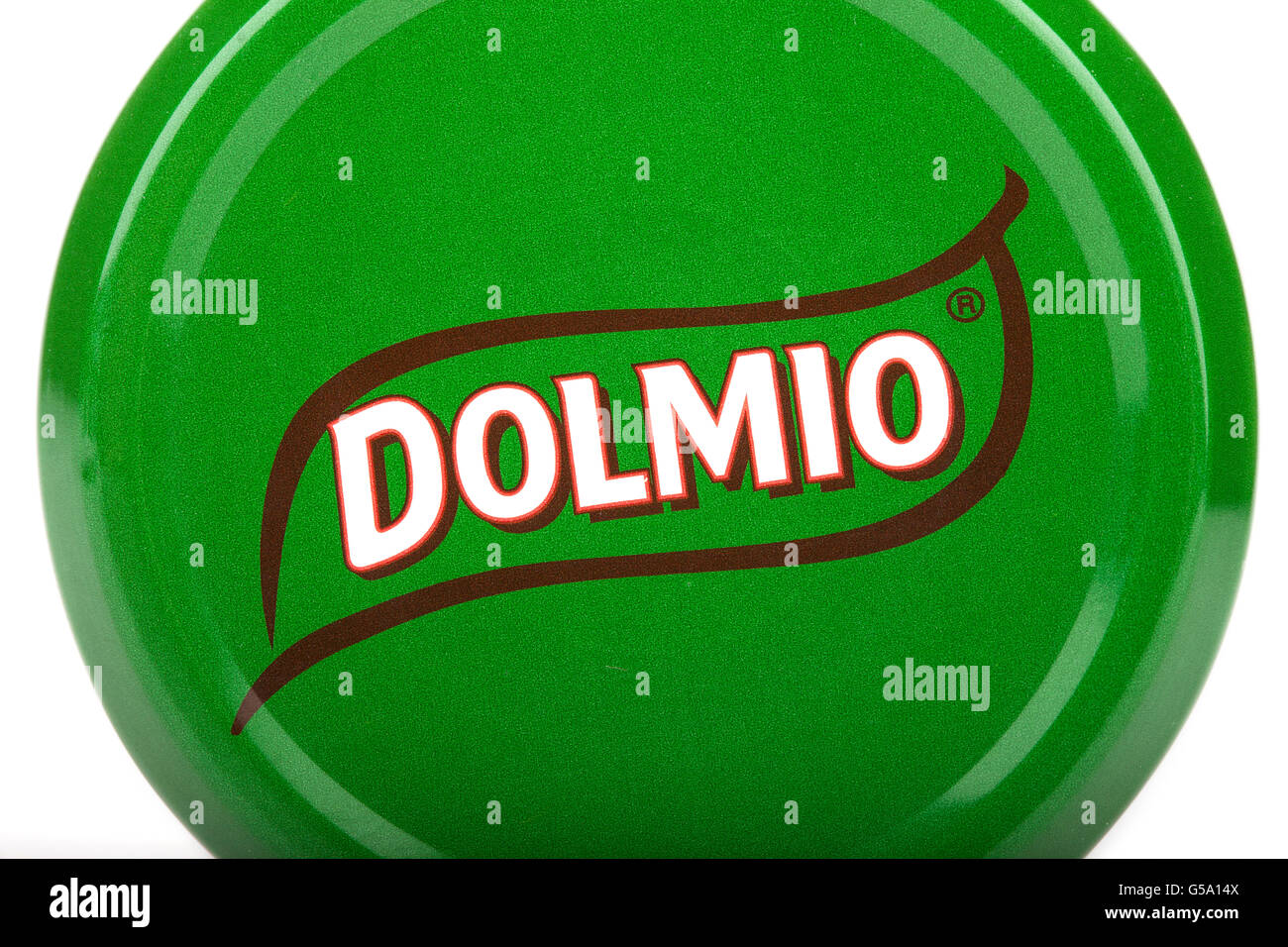 LONDON, Regno Unito - 16 giugno 2016: Close-up del Dolmio marca sul coperchio di uno dei loro prodotti, il 16 giugno 2016. Dolmio ho Foto Stock