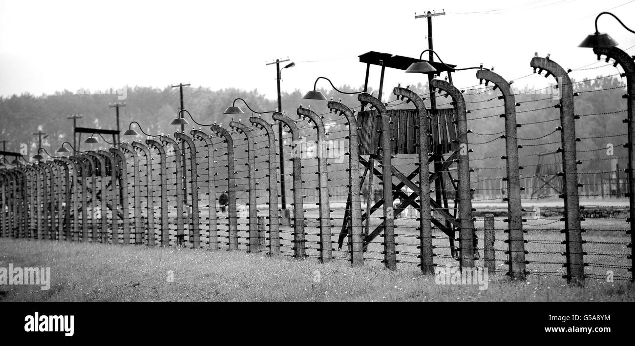 Scorta di Auschwitz. Campo di concentramento di Auschwitz in Polonia. Foto Stock