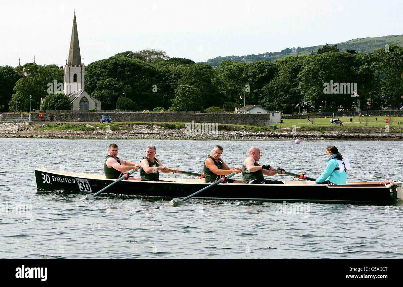 Dalriada Festival - Irlanda v Scozia Regata di Canottaggio - Irlanda del Nord Foto Stock