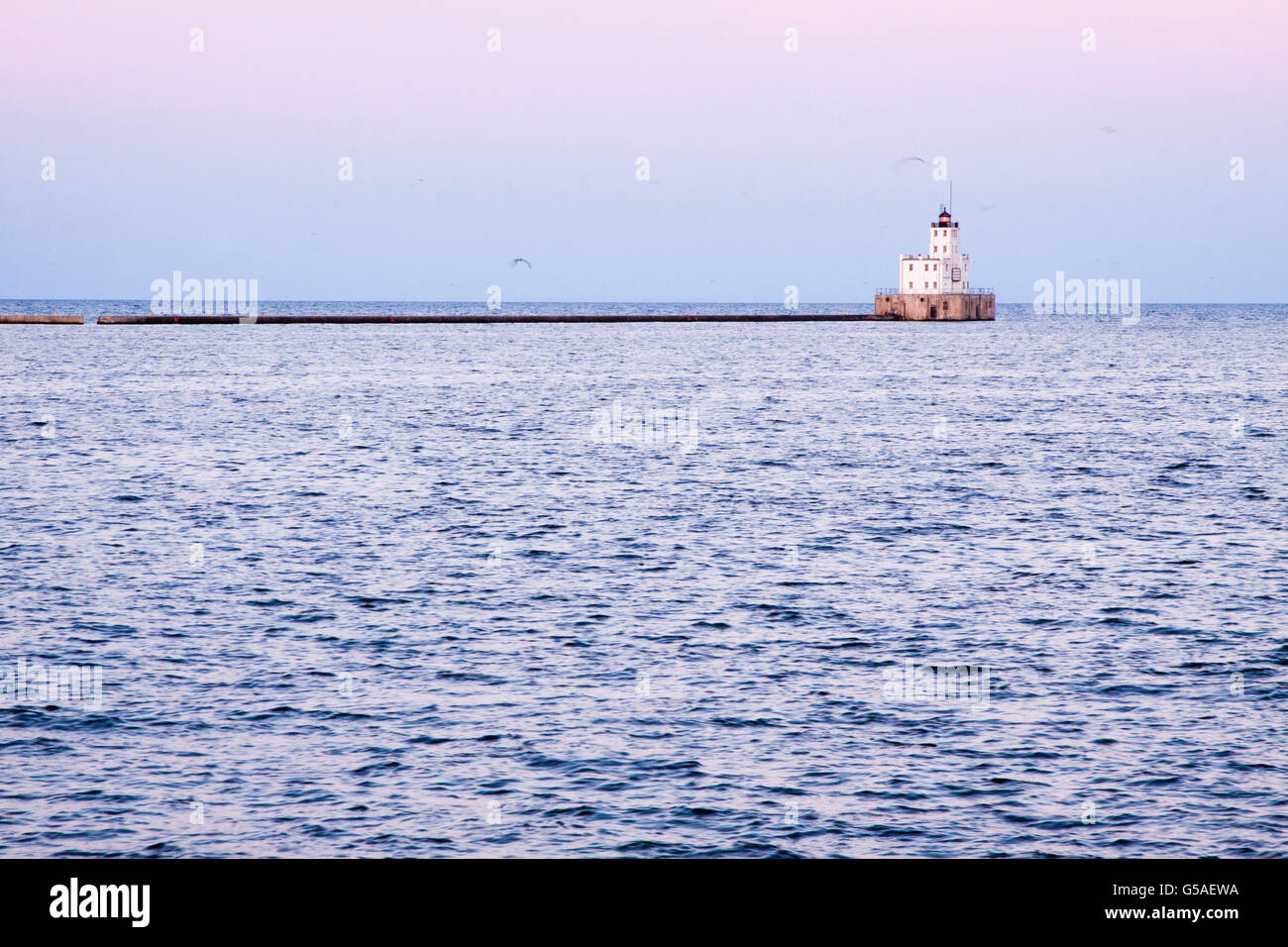 Milwaukee frangionde faro al tramonto Foto Stock