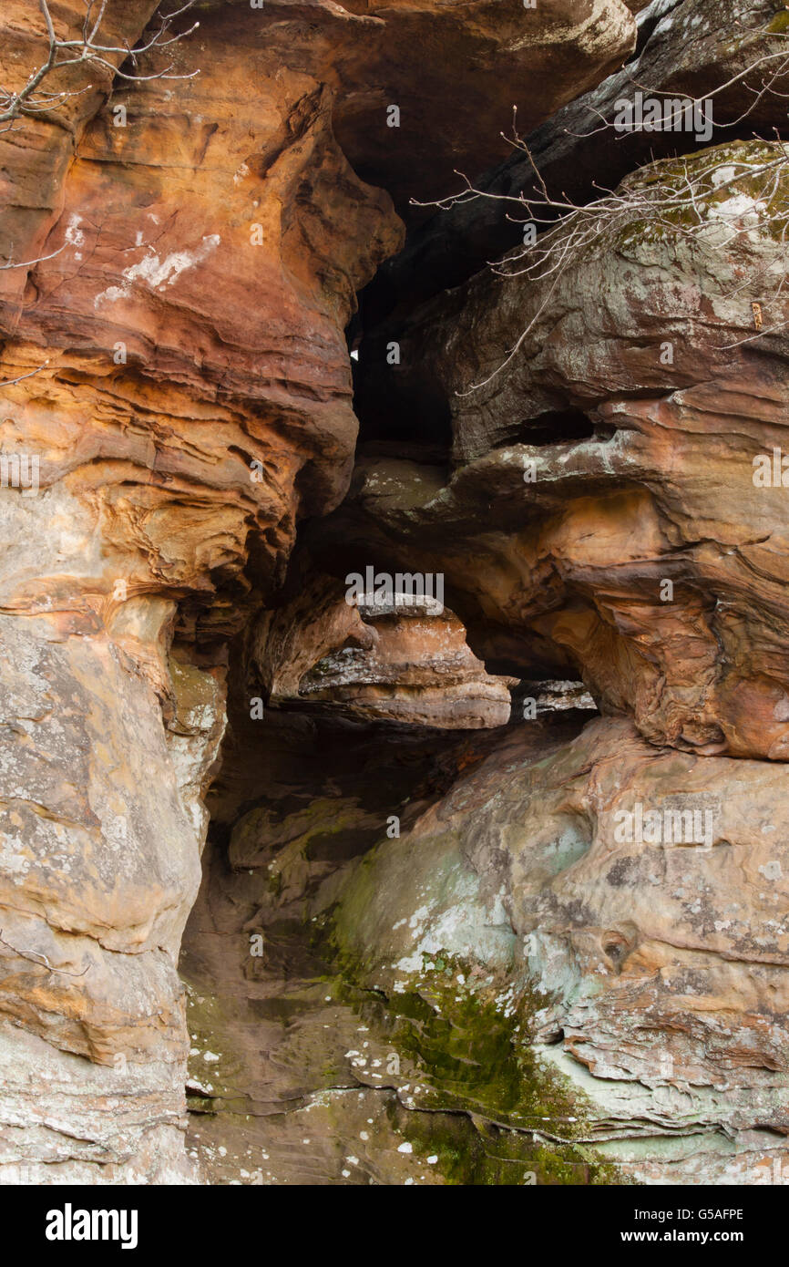 Cavern Rock formazione al Giardino degli dèi, Shawnee National Forest Foto Stock