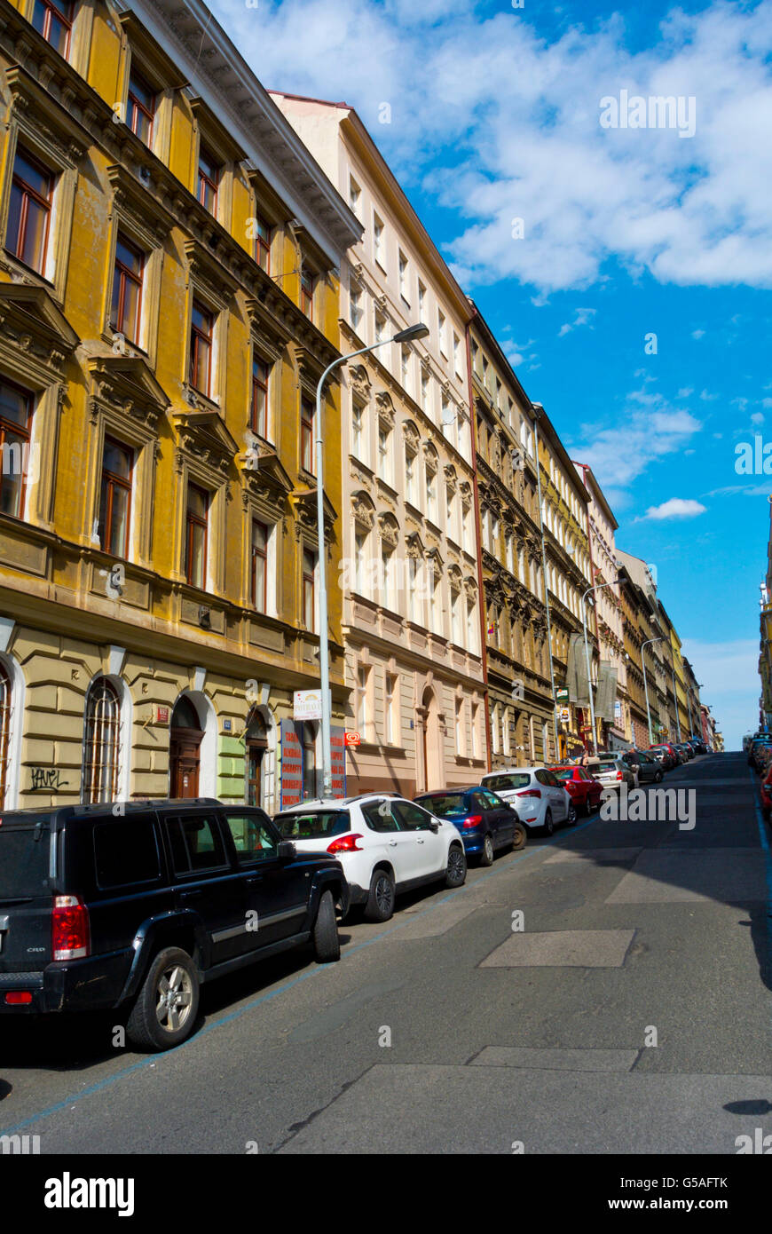 Borivojova street, Zizkov, Praga, Repubblica Ceca Foto Stock