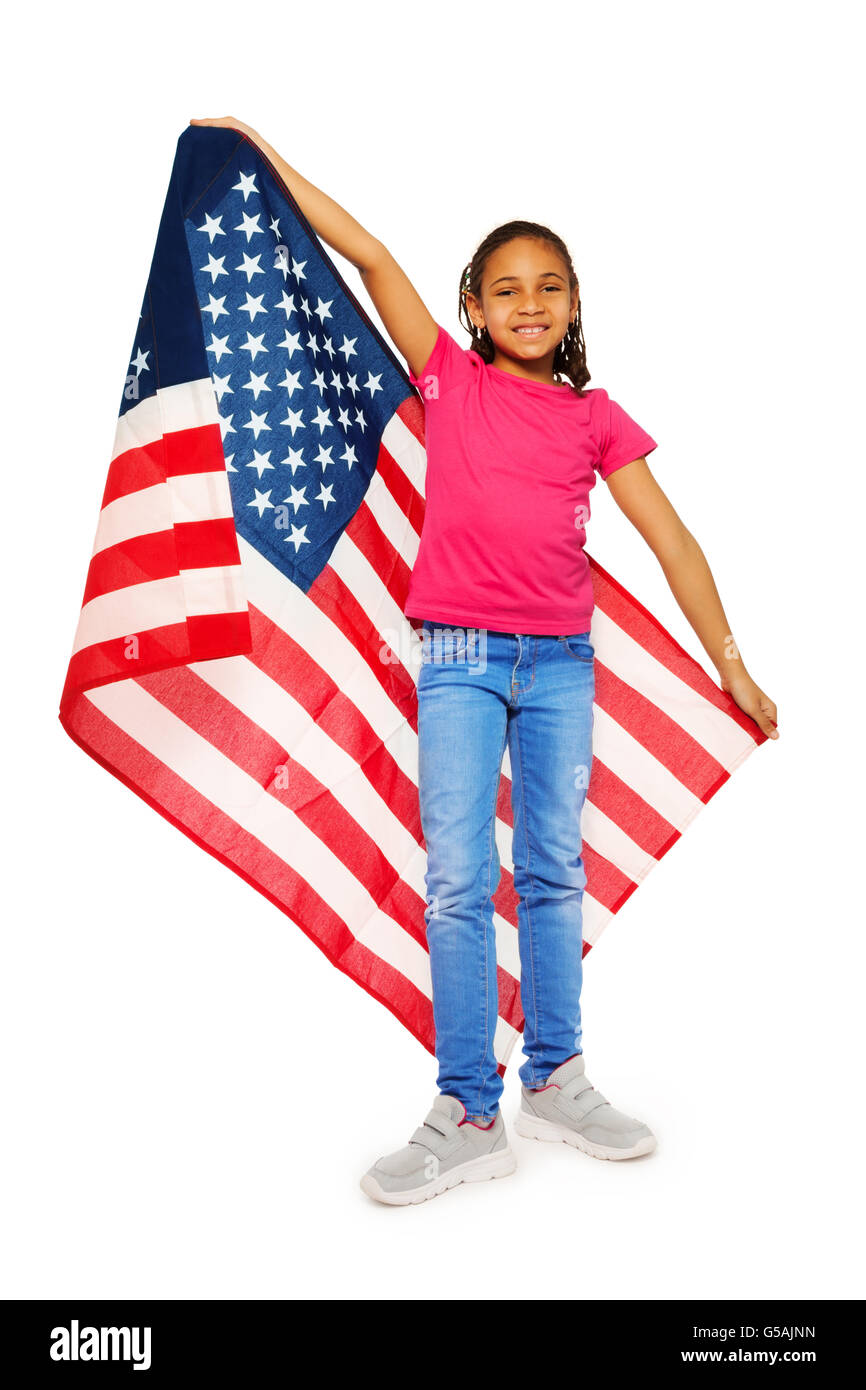 Little USA Patriot orgogliosamente azienda grande striscione Foto Stock