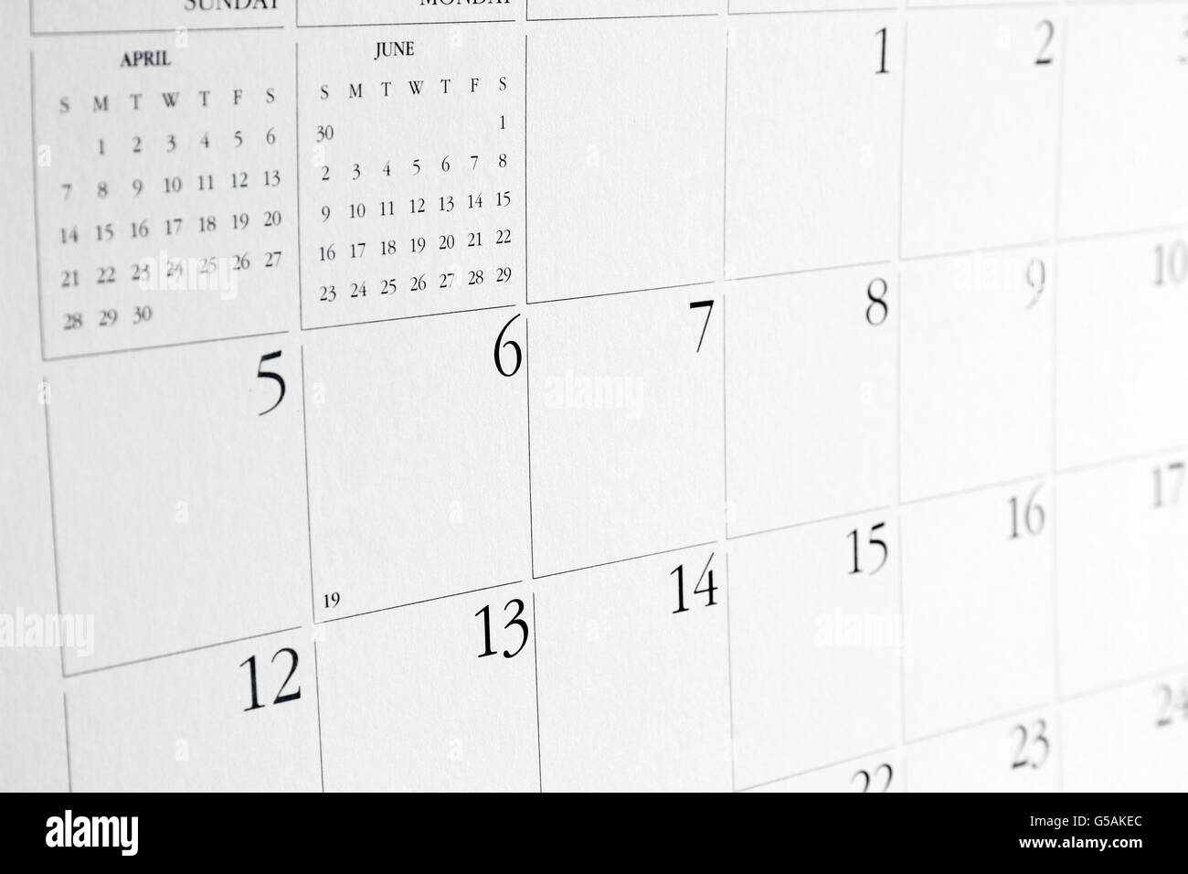 Primo piano dei numeri sulla pagina del calendario Foto Stock