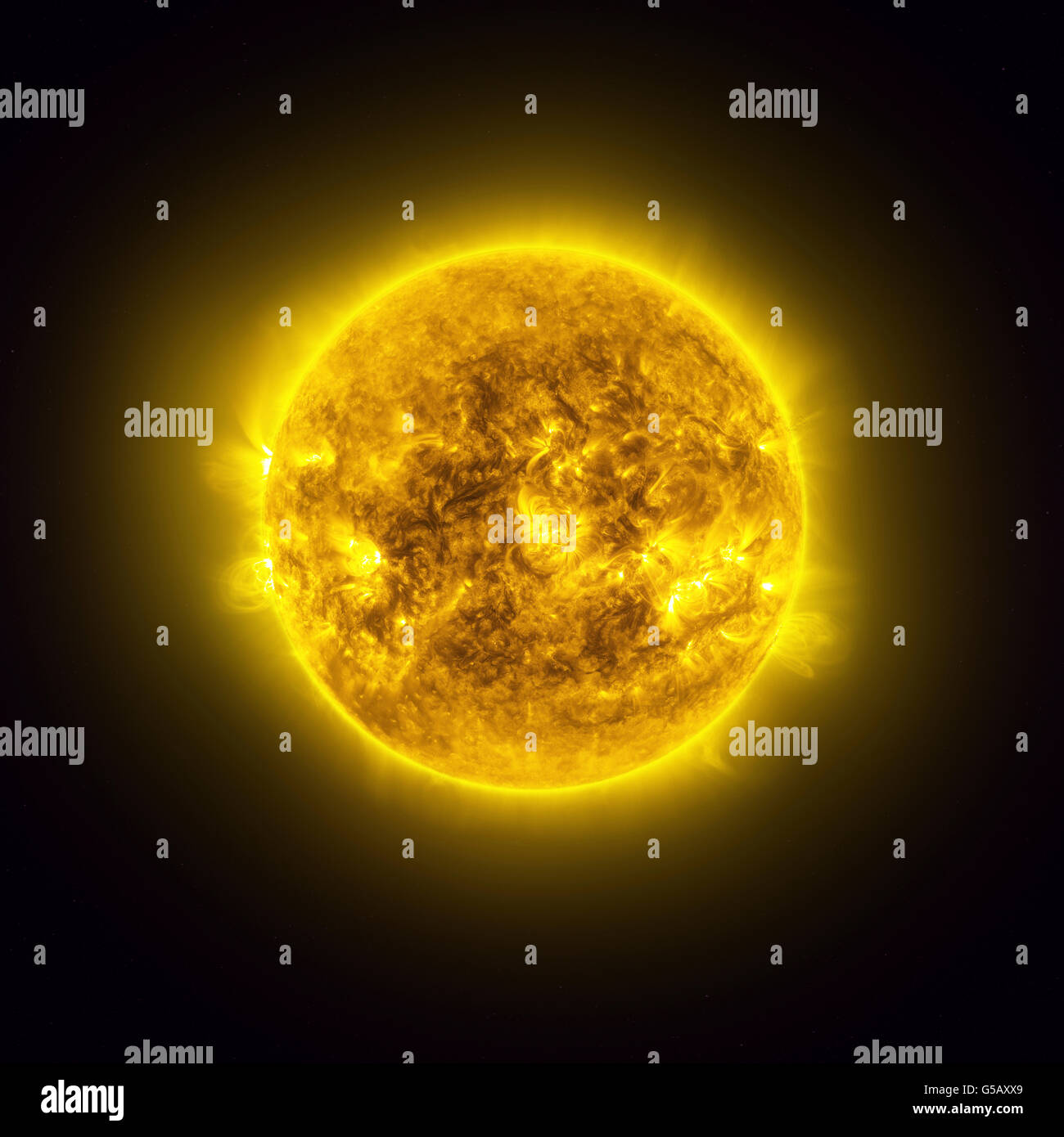 Il sole dalla fusione nucleare il sole rilascia energia Foto Stock