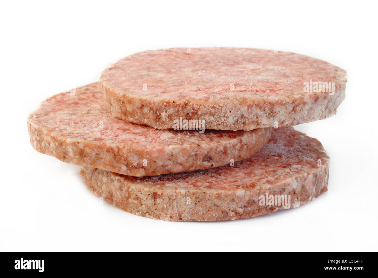 Congelati burger su sfondo bianco Foto stock - Alamy