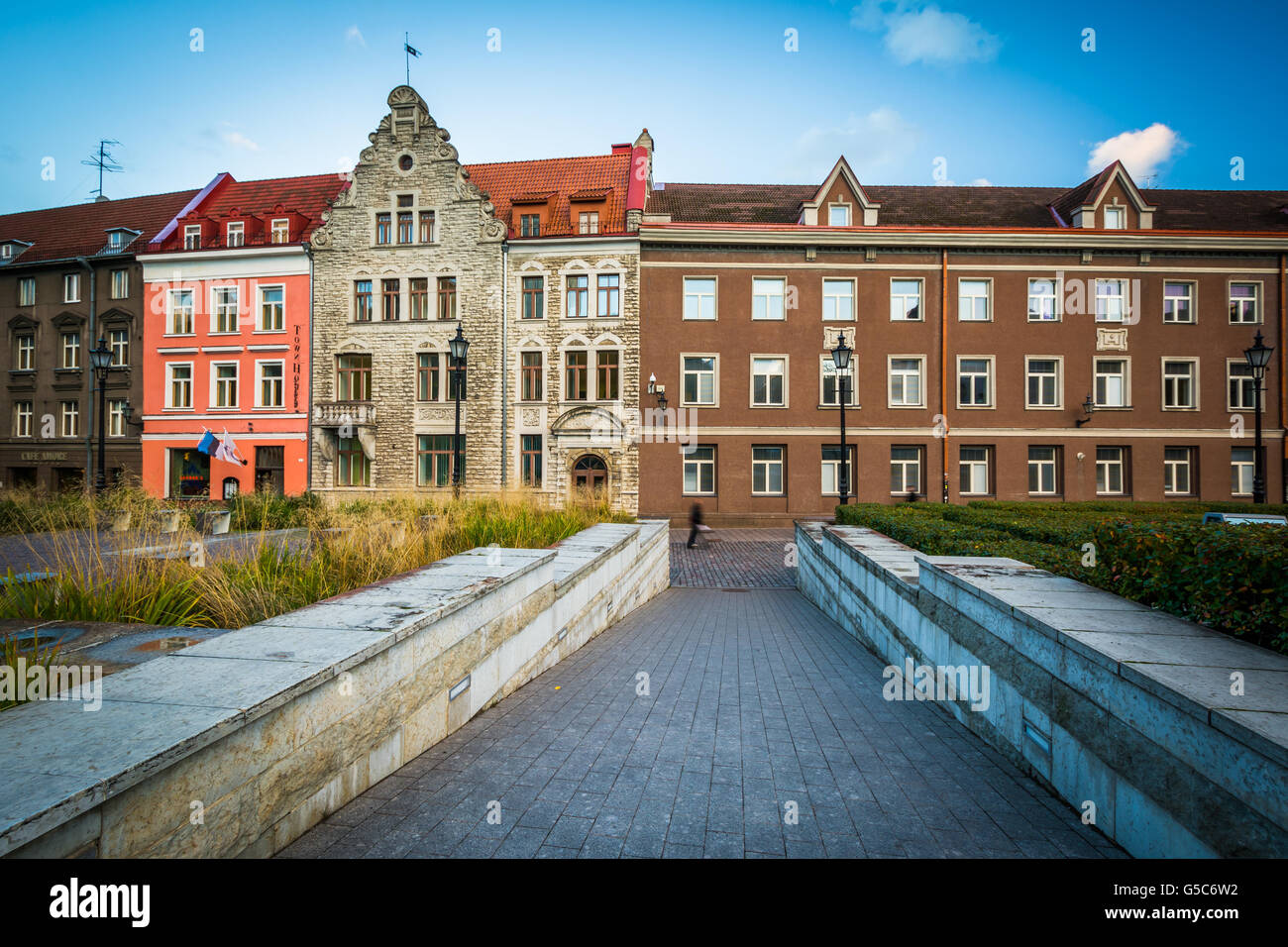 Edifici storici nella Città Vecchia di Tallinn, Estonia. Foto Stock