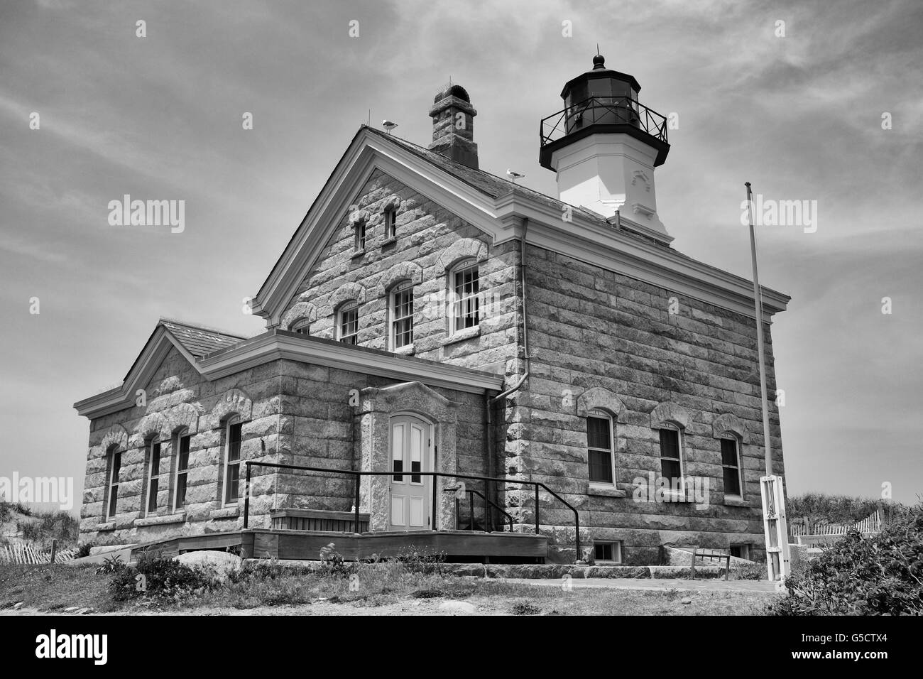 A nord la luce del faro, Block Island, Rhode Island Foto Stock