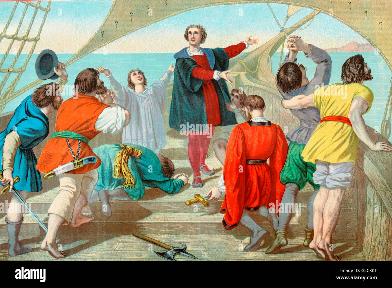 Cristoforo Colombo e la prima vista del nuovo mondo Foto Stock