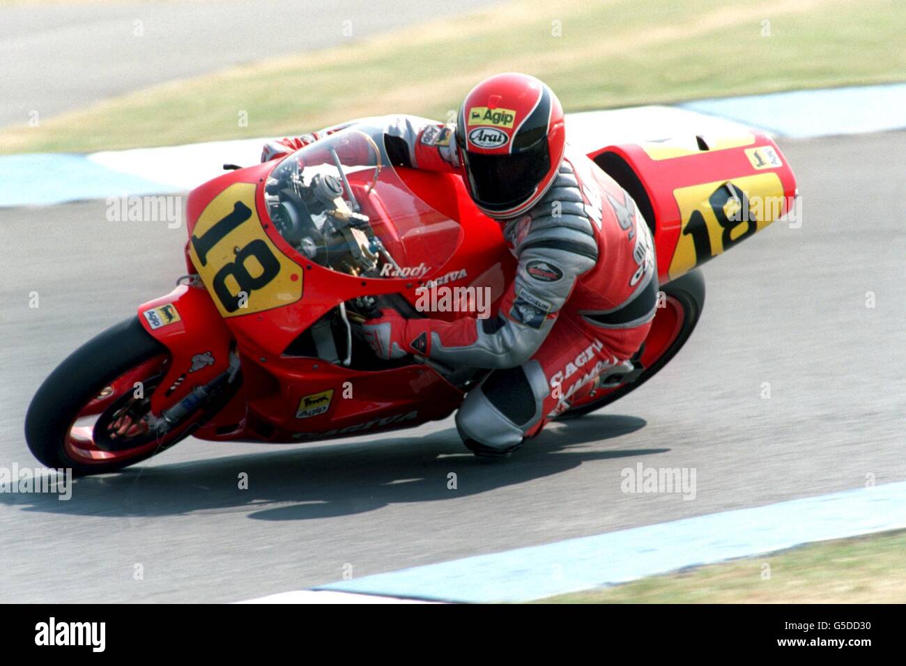 Motor Sports - Gran Premio di motociclismo britannico, Donington Park. Randy Mamola Foto Stock
