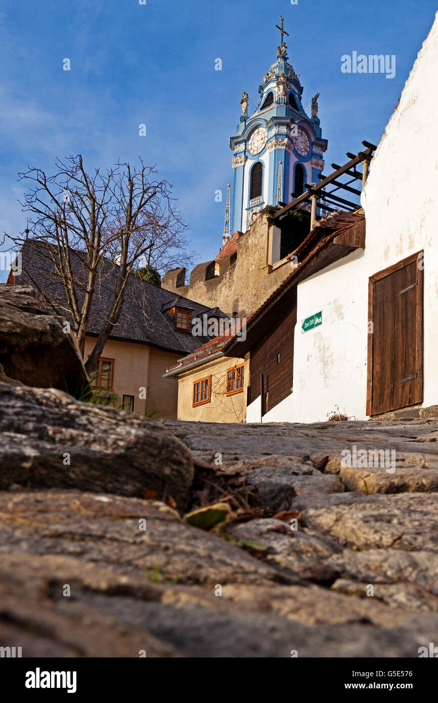 Chiesa barocca in Duernstein, regione di Wachau, Foresta trimestre, Austria Inferiore, Austria, Europa Foto Stock