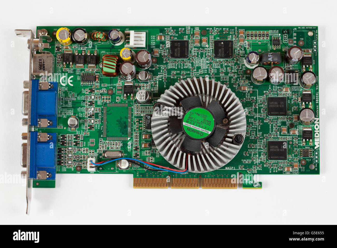 Scheda grafica con una ventola di raffreddamento Foto Stock