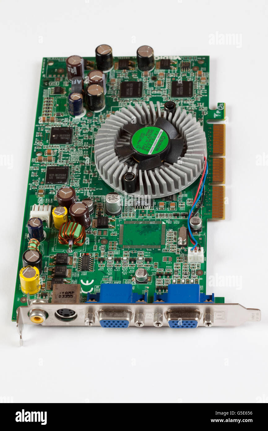 Scheda grafica con una ventola di raffreddamento Foto Stock