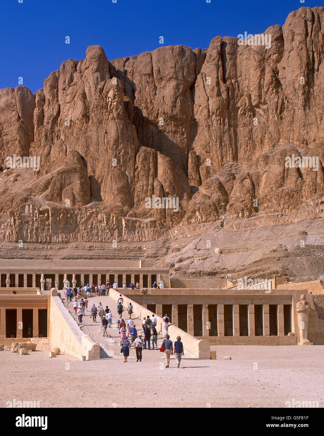 Tempio della Regina Hatshepsut, West Bank, Luxor, Egitto Foto Stock
