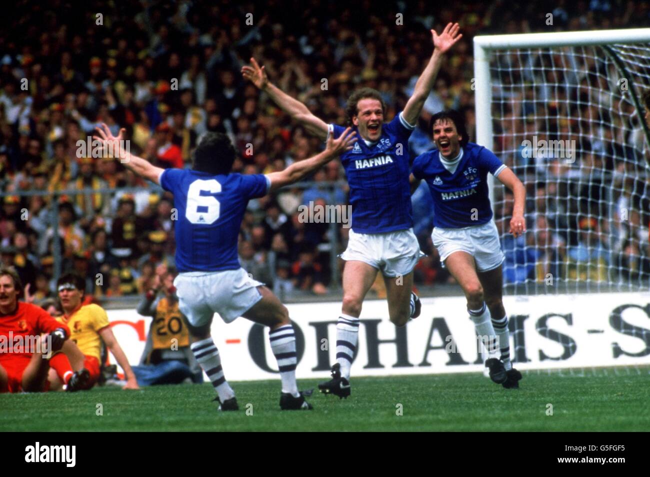 Calcio - finale fa Cup - Everton contro Watford. Andy Gray celebra un gol per Everton. Foto Stock