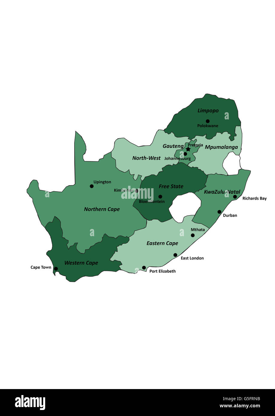 Mappa di Sud Africa Foto Stock