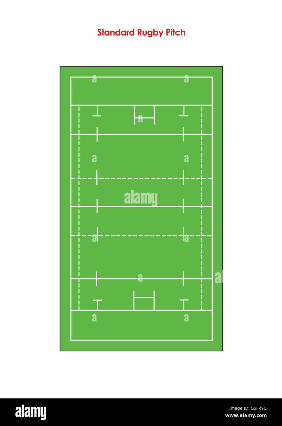 Schema di un normale campo da rugby Foto Stock