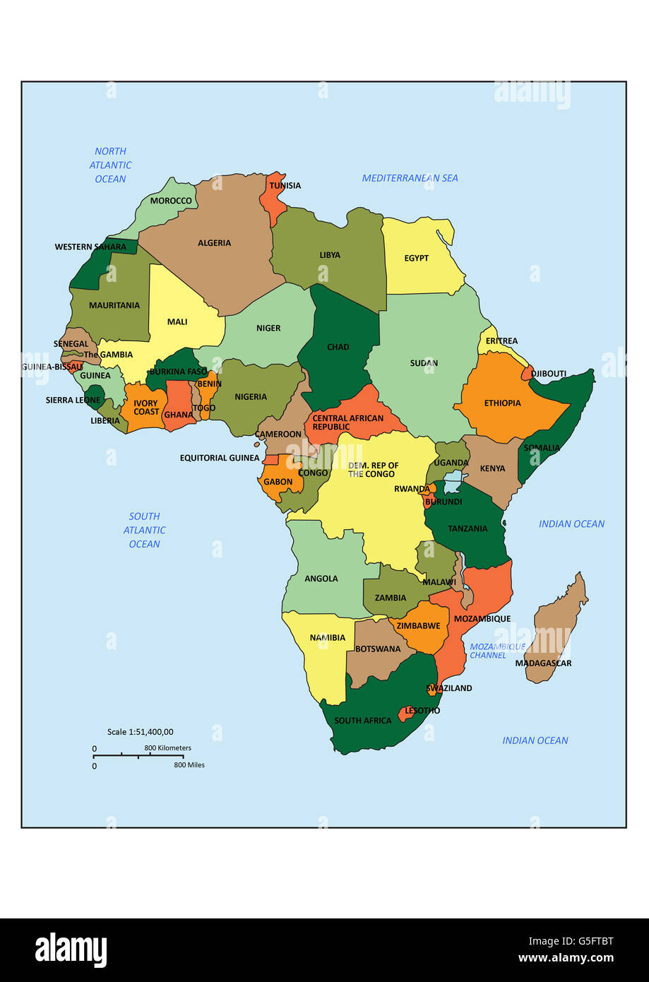 Mappa di Africa Foto Stock