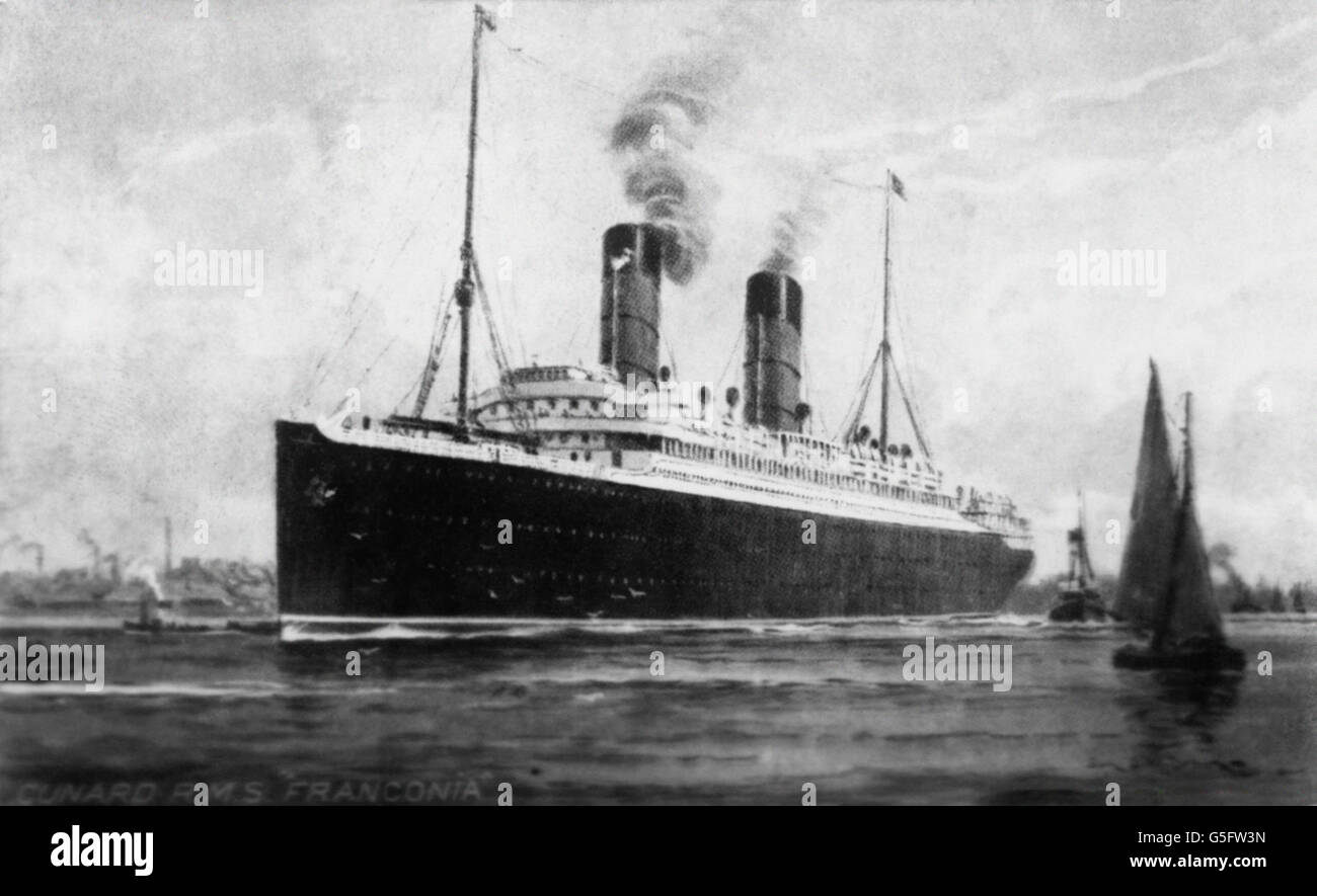 Prima guerra mondiale - trasporto militare - RMS Franconia. La Franconia RMS nel 1916. Foto Stock
