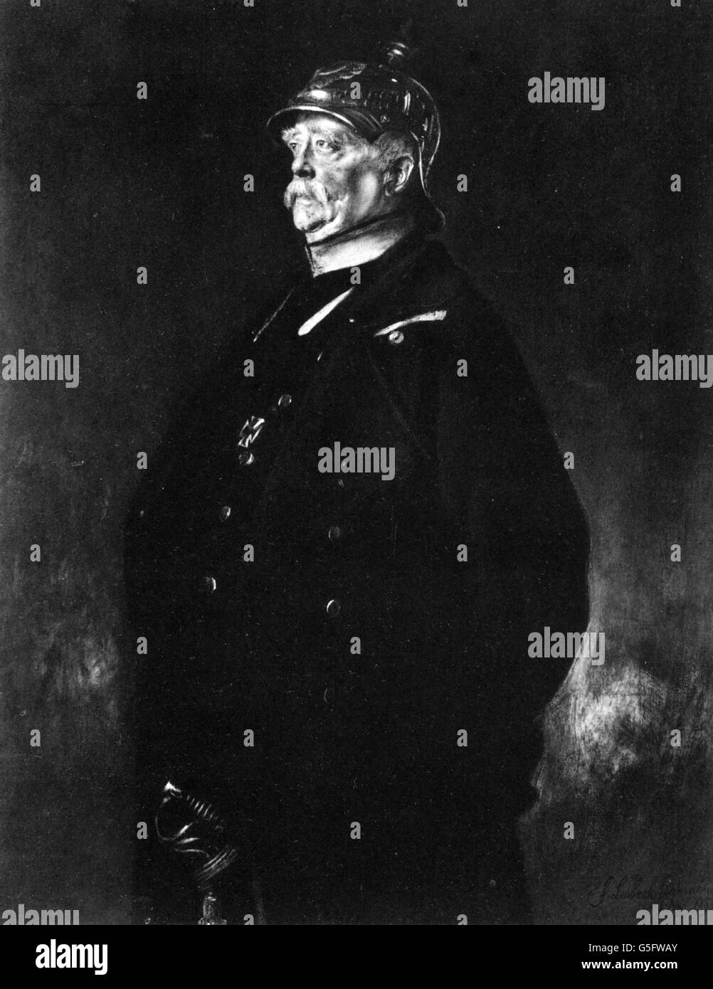 Bismarck, otto von, 1.4.1815 - 30.7.1898, politico tedesco, Cancelliere dell'Impero tedesco 4.5.1871 - 20.9.1890, a mezza lunghezza, dopo la pittura di Franz von Lenbach, circa 1885, Foto Stock