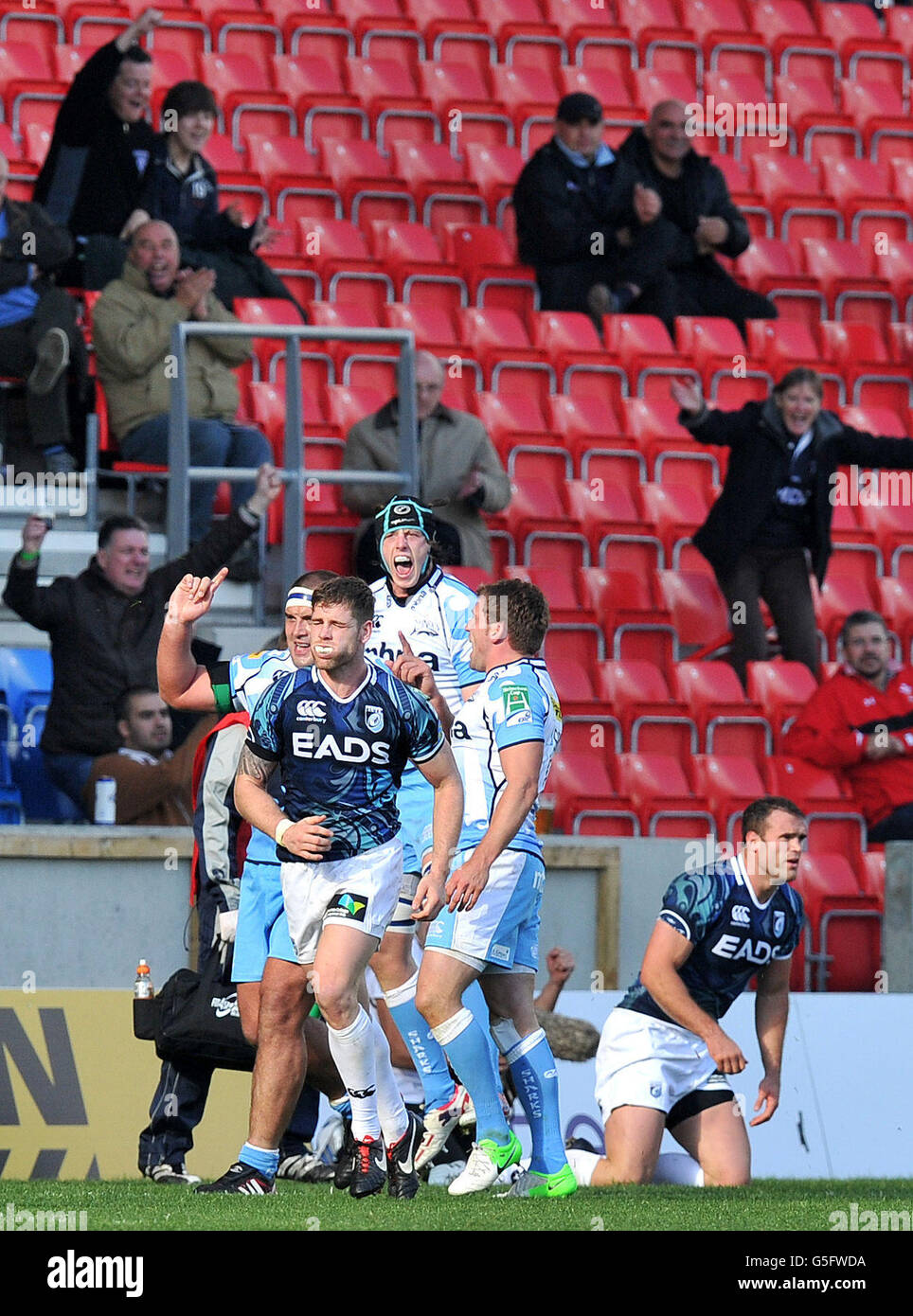 Il Rugby - Heineken Cup - Piscina 6 - Vendita squali v Cardiff Blues - Città di Salford Stadium Foto Stock