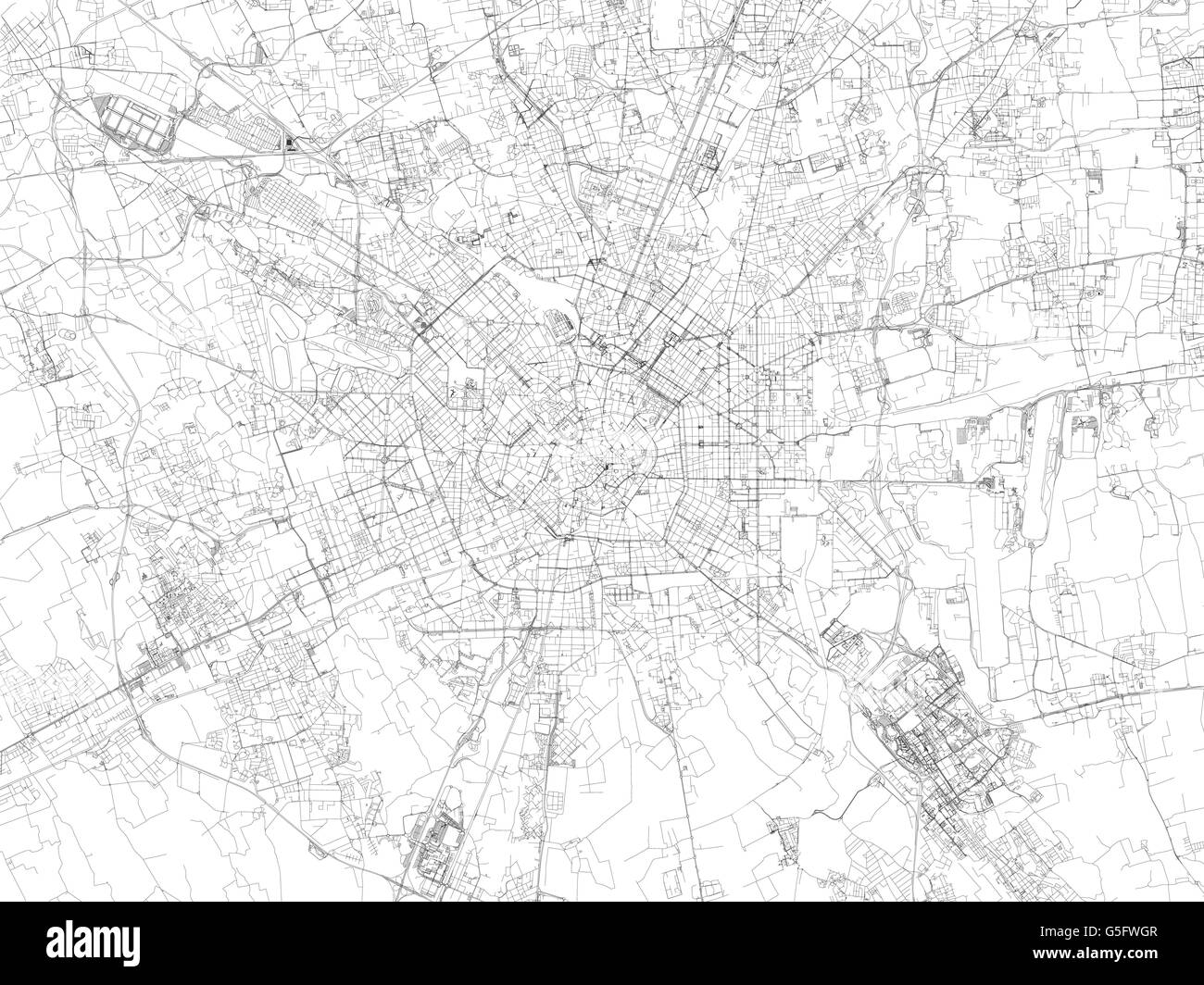 Mappa di Milano, vista satellitare, le strade e le autostrade, Italia Illustrazione Vettoriale