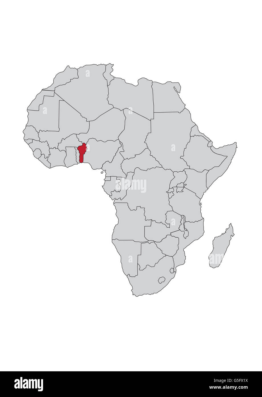 Mappa di Africa, Benin Foto Stock
