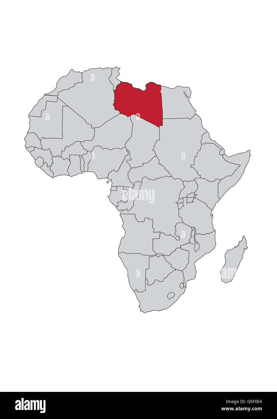 Mappa di Africa, Libia Foto Stock