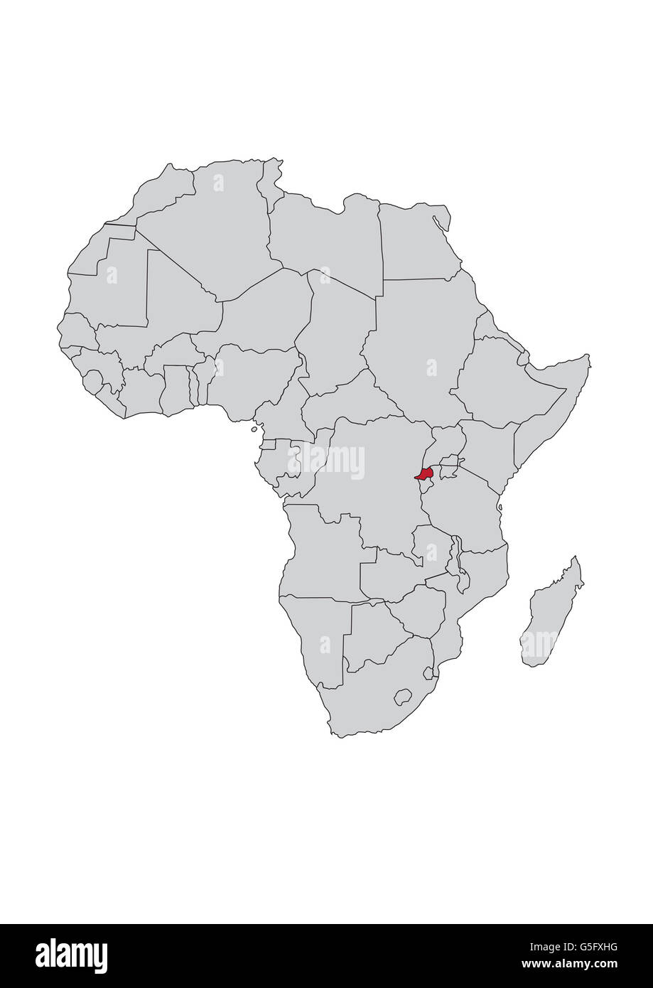 Mappa di Africa, Ruanda Foto Stock