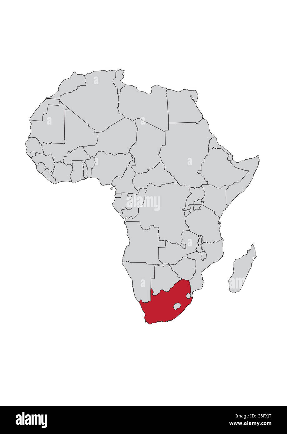 Mappa di Africa, Sud Africa Foto Stock