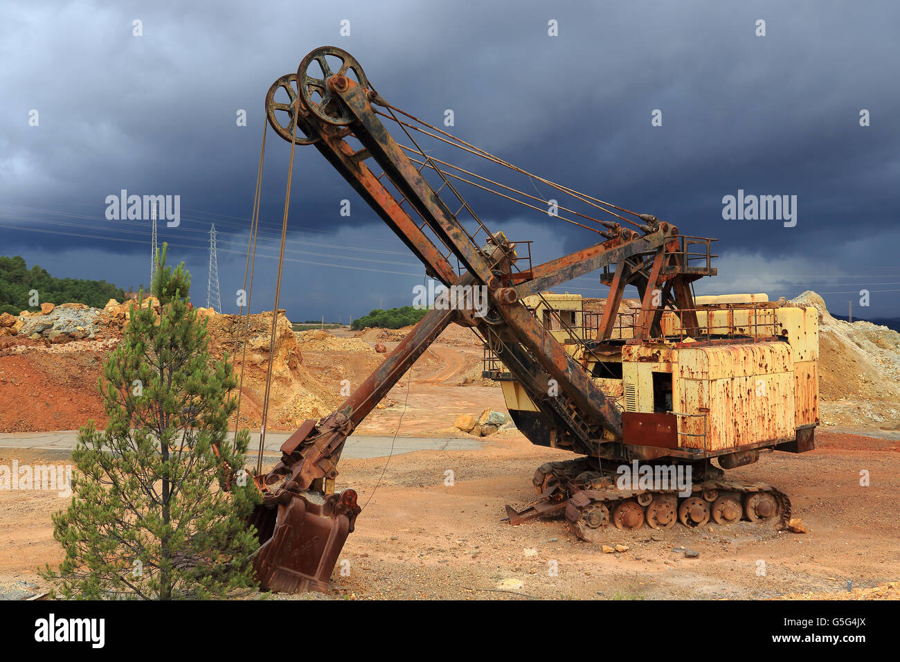 Vecchio macchinario minerario a Rio Tinto, Spagna Foto Stock