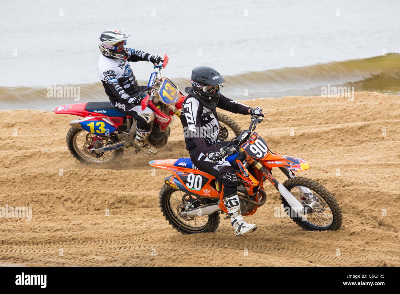 Campionato BXUK racing - solo bike race intorno al corso a Bournemouth Beach in giugno per le ruote di Bournemouth Festival Foto Stock