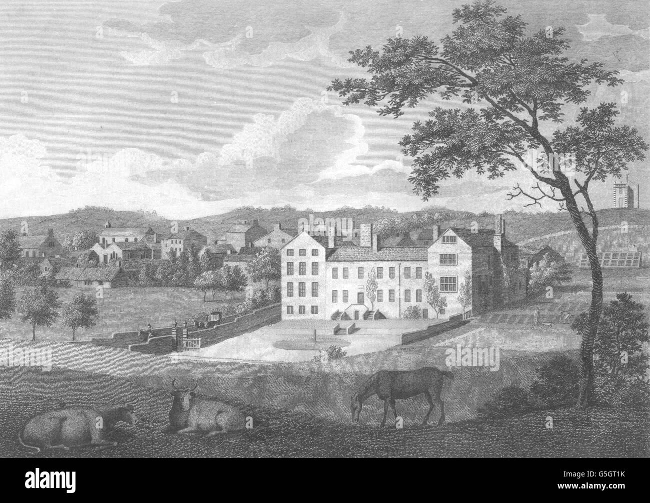 LANCASHIRE: Oldham Royton Hall: Aikin / Stockdale, antica stampa 1794 Foto Stock