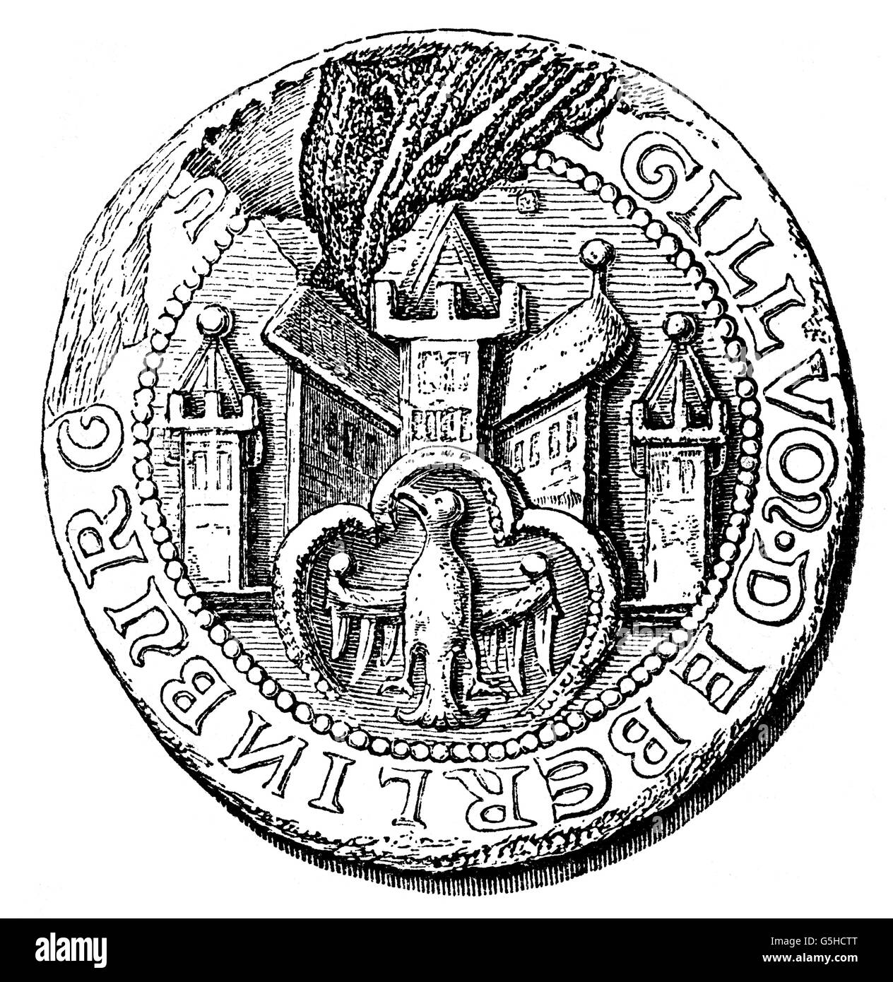 Eraldica, stemma, armamenti urbani, Germania, Berlino, foca, circa 1253, diritti aggiuntivi-clearences-non disponibile Foto Stock