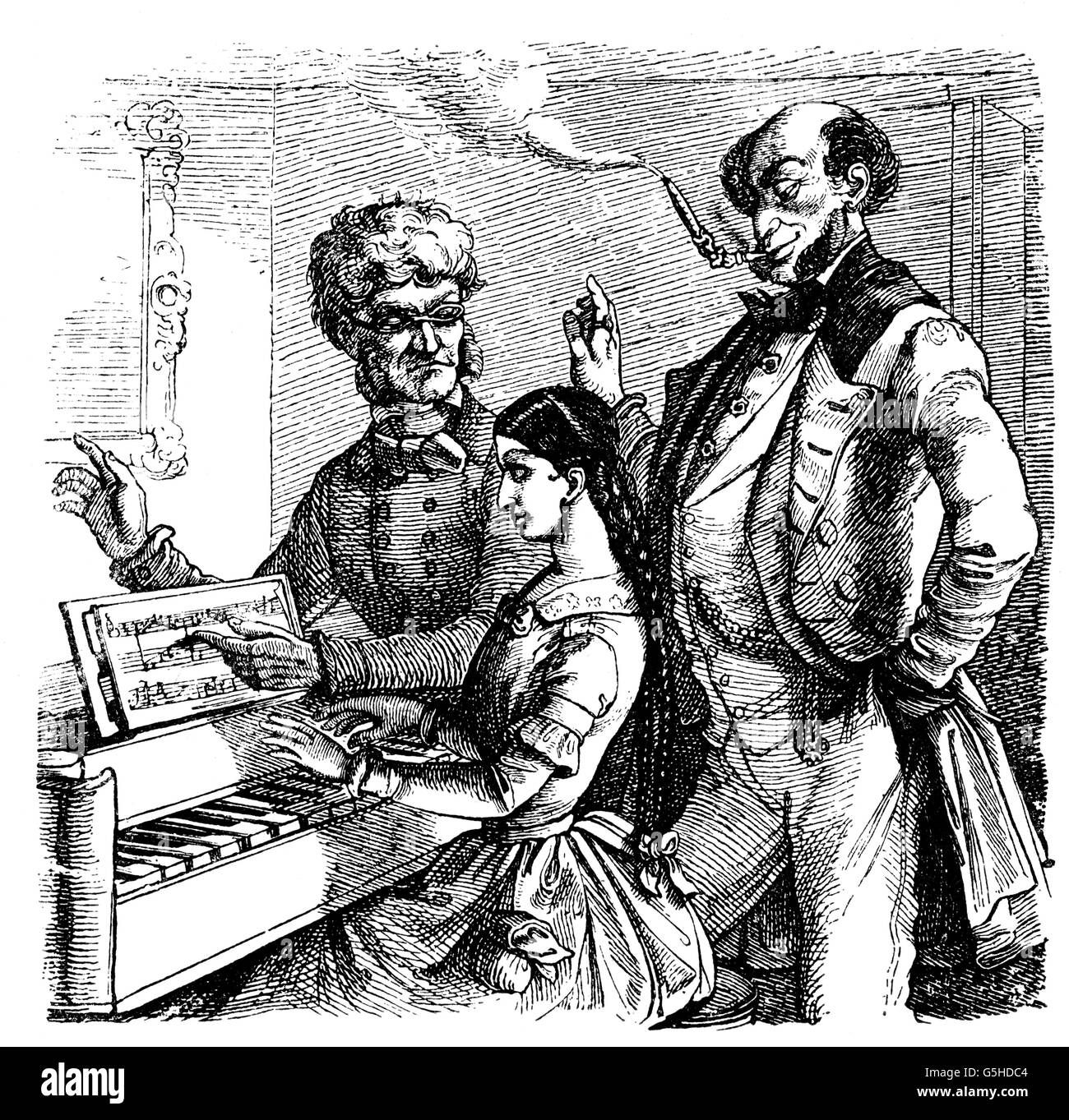 Giudaismo, caricatura, 'la lezione di musica', disegno, 'Fliegende Blaetter', Germania, XIX secolo, diritti aggiuntivi-clearences-non disponibile Foto Stock