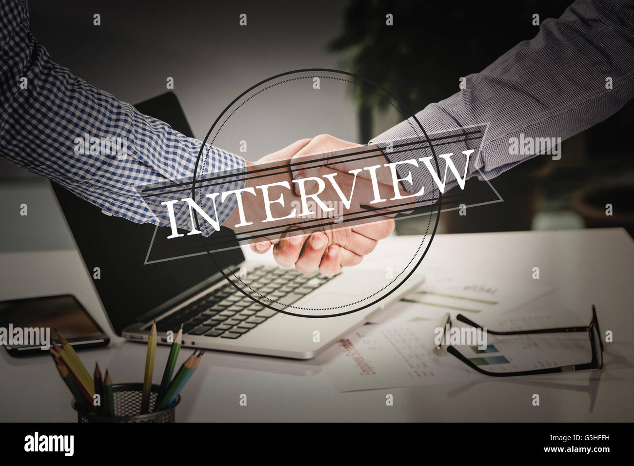 Accordo di business partnership intervista CONCETTO DI COMUNICAZIONE Foto Stock