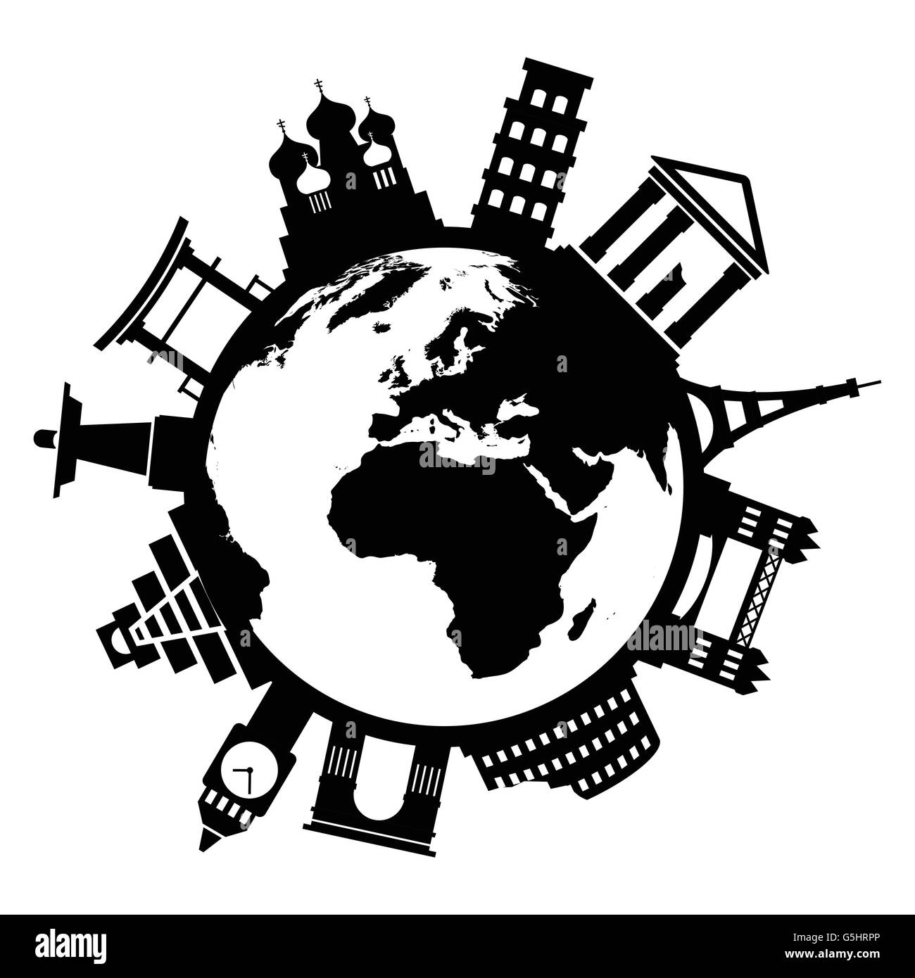 Travel famosi monumenti in giro per il mondo Illustrazione Vettoriale