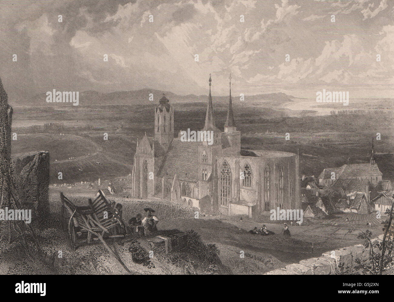OPPENHEIM: Katharinenkirche. Incisione in acciaio. Germania. Valle del Reno, 1875 Foto Stock
