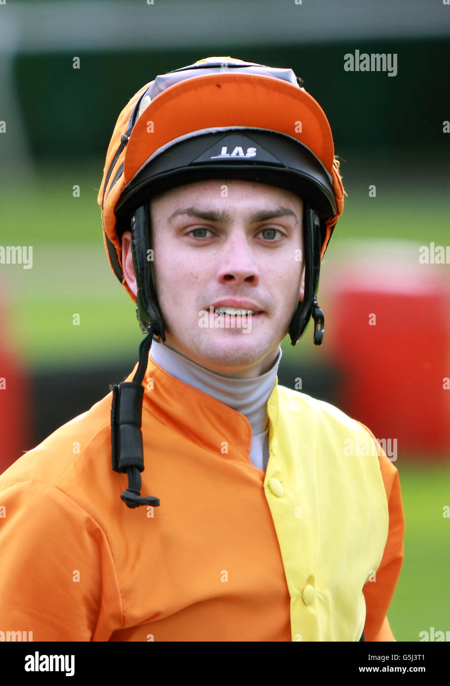 Jockey Conor Harrison all'ippodromo di Nottingham, Nottingham. Foto Stock