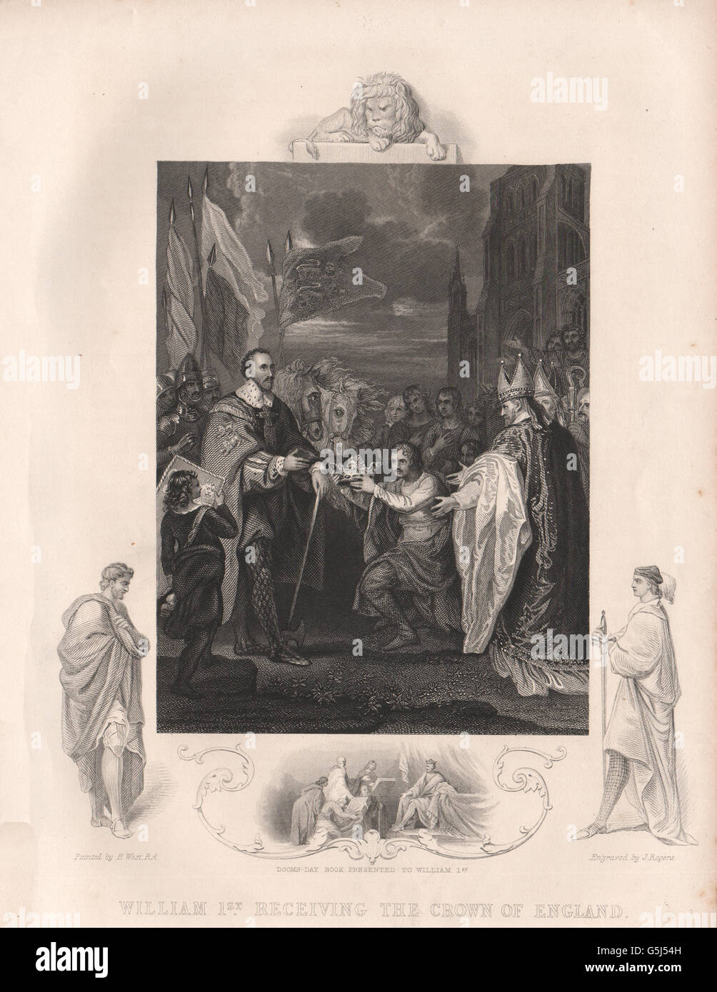 La conquista normanna: Guglielmo il Conquistatore incoronato re d'Inghilterra. Domesday BK 1853 Foto Stock