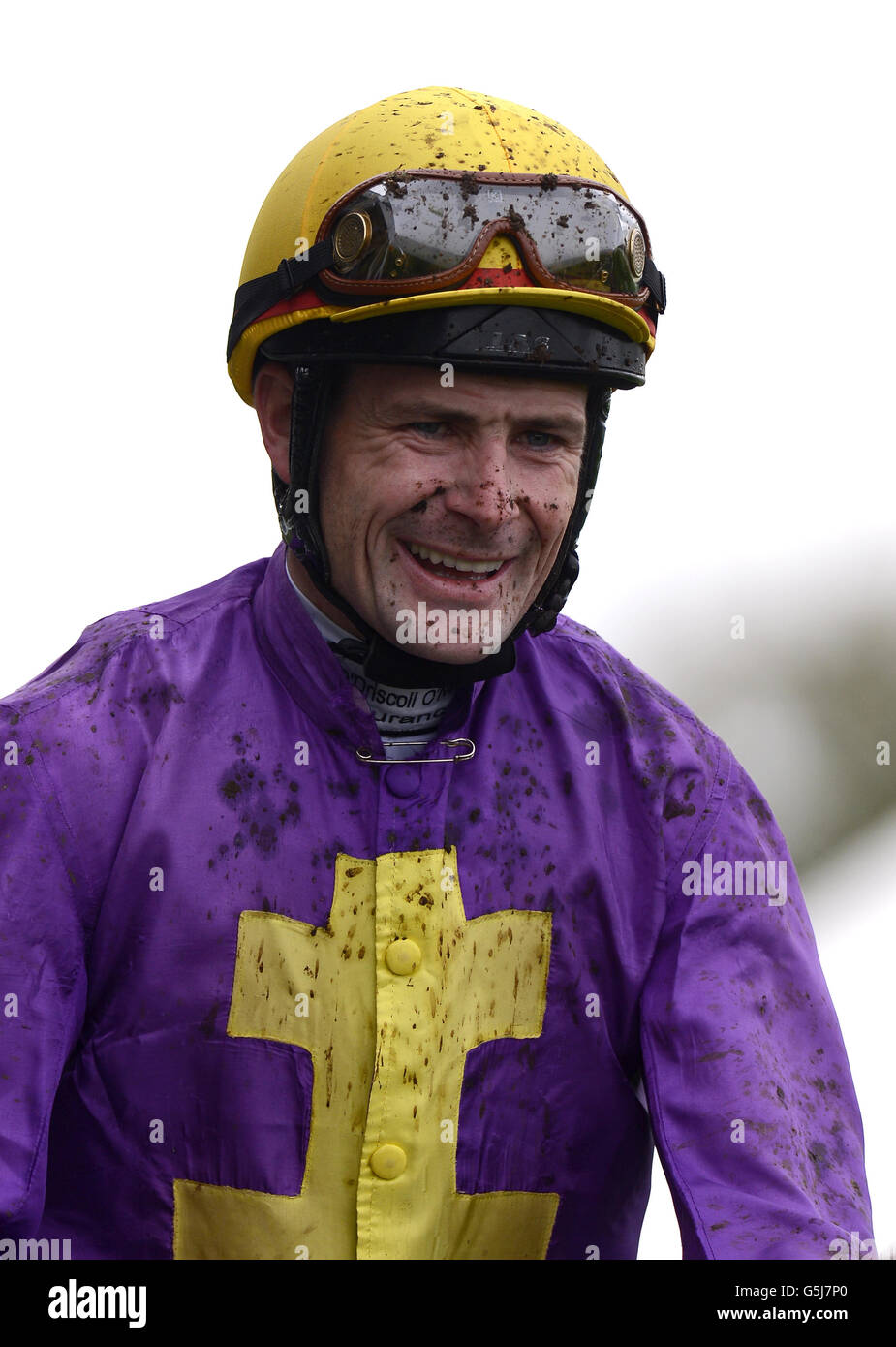 Jockey Pat Smullen dopo aver vinto il Qipco British Champions Long Distanza Cup sul rito di passaggio Foto Stock