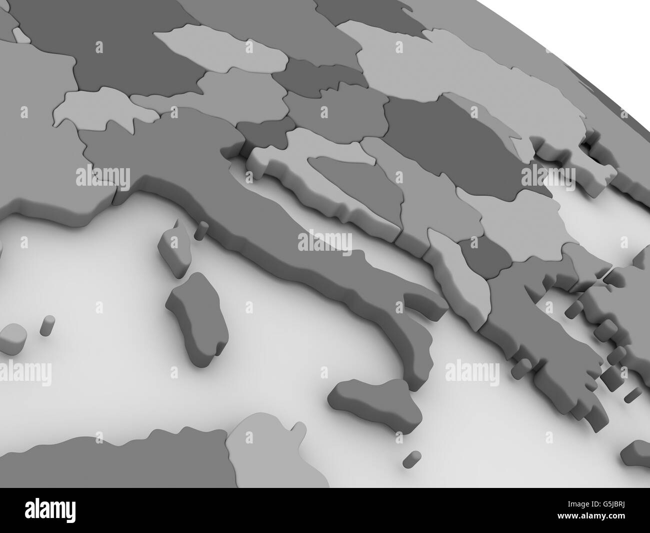 Mappa di Italia il modello grigio della terra. 3D illustrazione Foto Stock