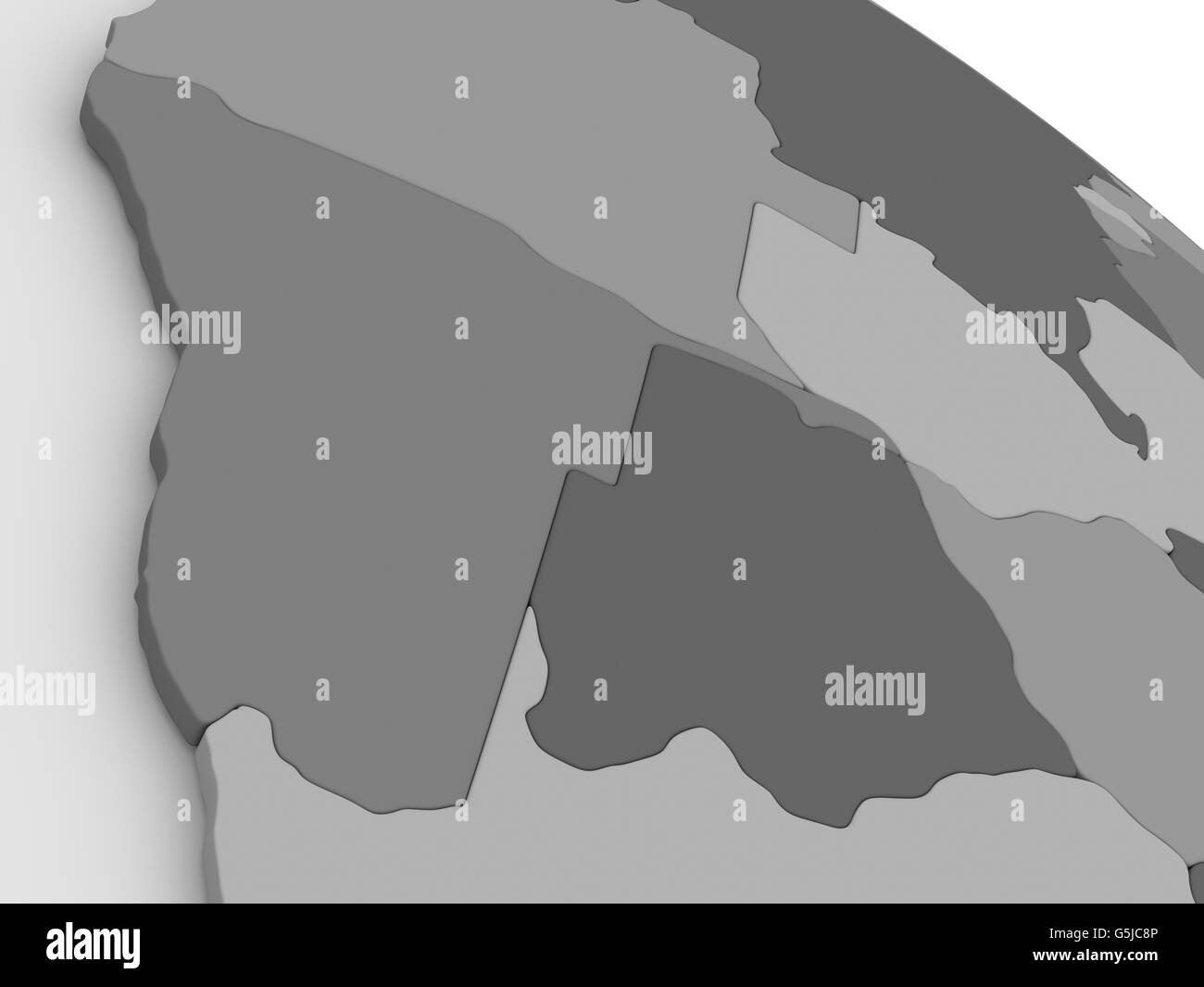 Mappa di Namibia e Botswana il modello grigio della terra. 3D illustrazione Foto Stock