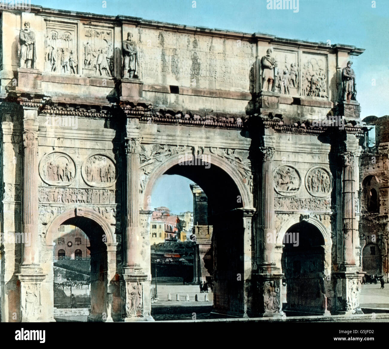 Der Konstantinsbogen in Rom, Italien 1920er Jahre. Arco di Costantino a Roma, Italia 1920s. Foto Stock